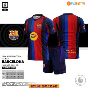 Áo đá banh Clb Barcelona mùa giải 2026-2027 vải mè