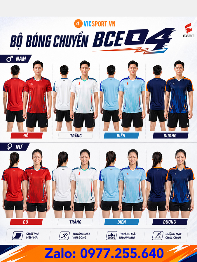 Quần áo bóng chuyền Egan BCE04 nam nữ - Hình ảnh 7