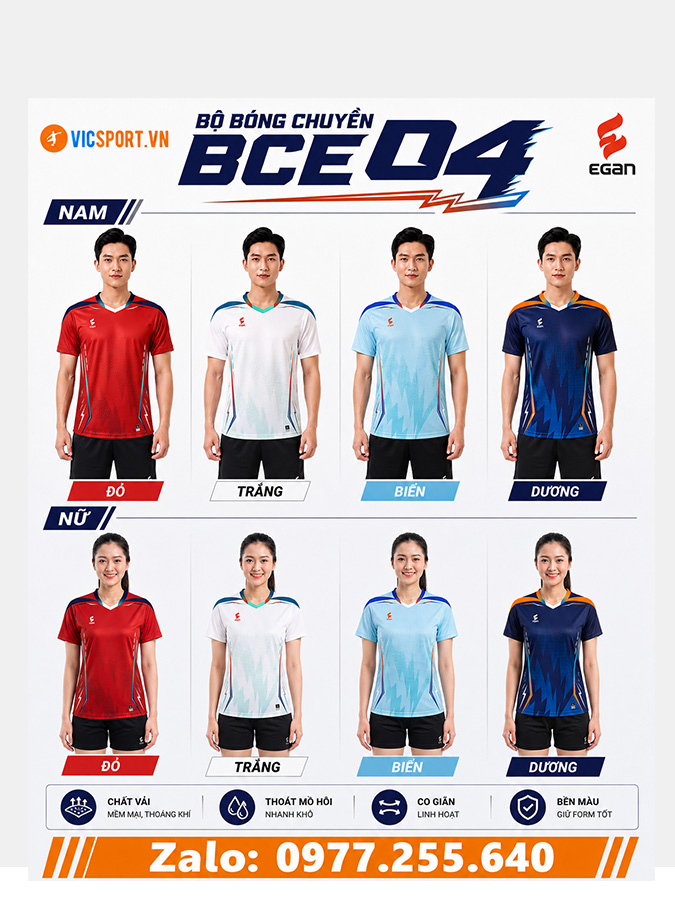 Quần áo bóng chuyền Egan BCE04 nam nữ