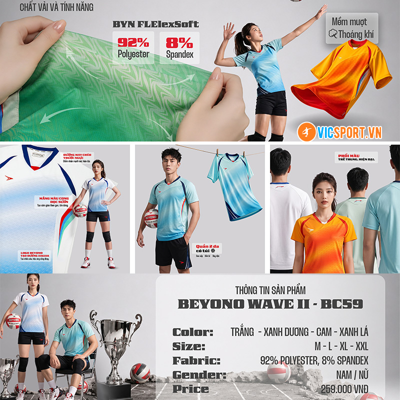 Quần áo bóng chuyền nữ Beyono Wave 2 - Hình ảnh 17
