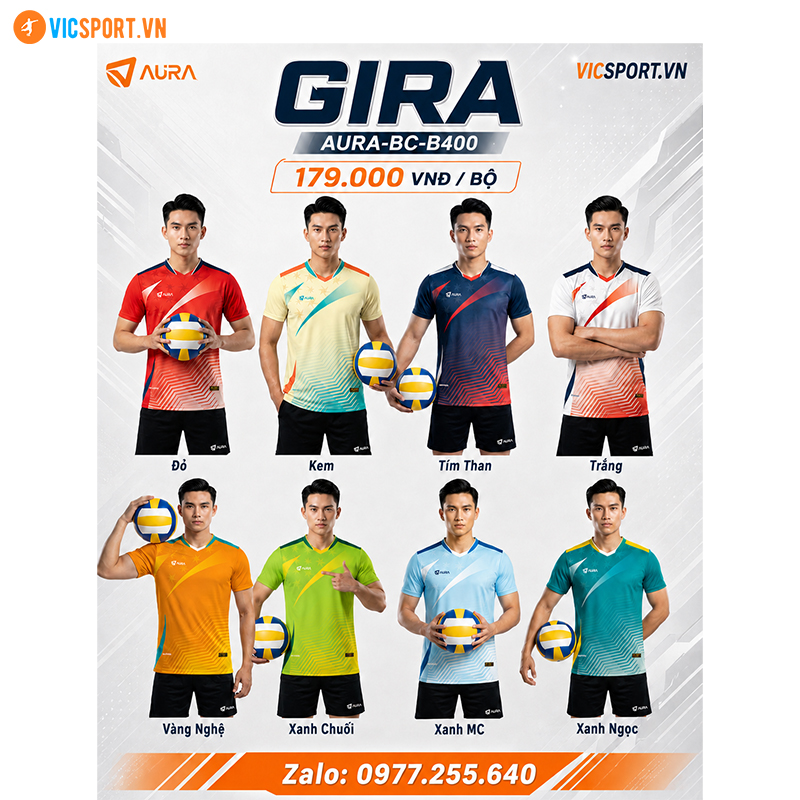 Quần áo bóng chuyền nam Aura Gira B400
