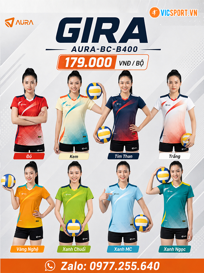 Quần áo bóng chuyền nữ Aura Gira B400 - Hình ảnh 11