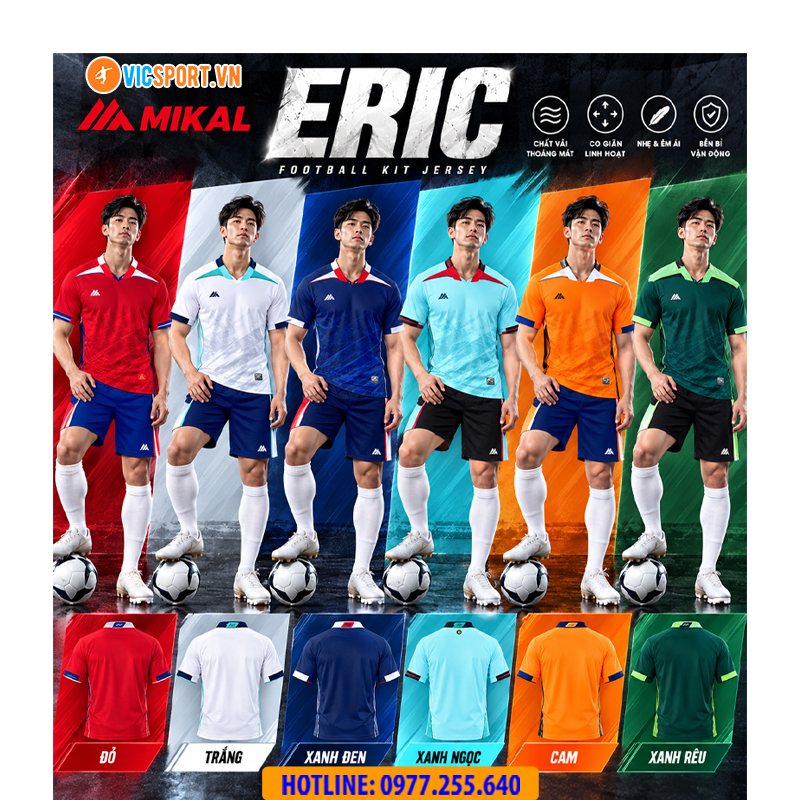 Áo đá banh không logo Mikal Eric K9