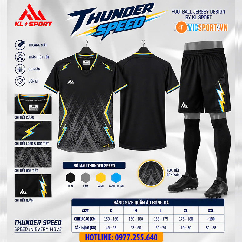 Áo đá banh không logo KaLix Thunder Speed KL06 - Hình ảnh 2