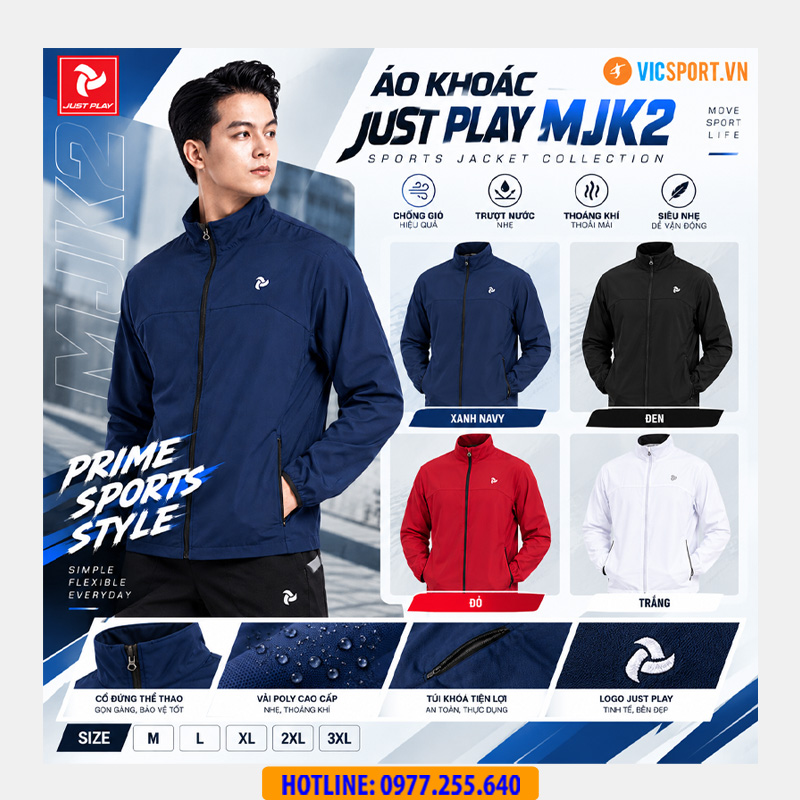 Áo khoác gió thể thao Just Play MJK2