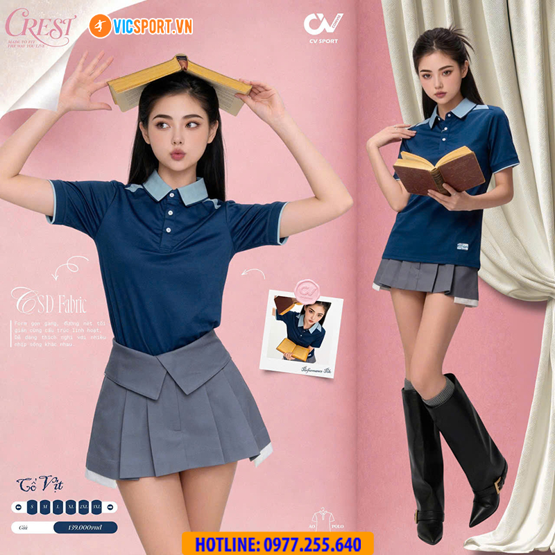 Áo polo thể thao CV Crest đa năng - Hình ảnh 17