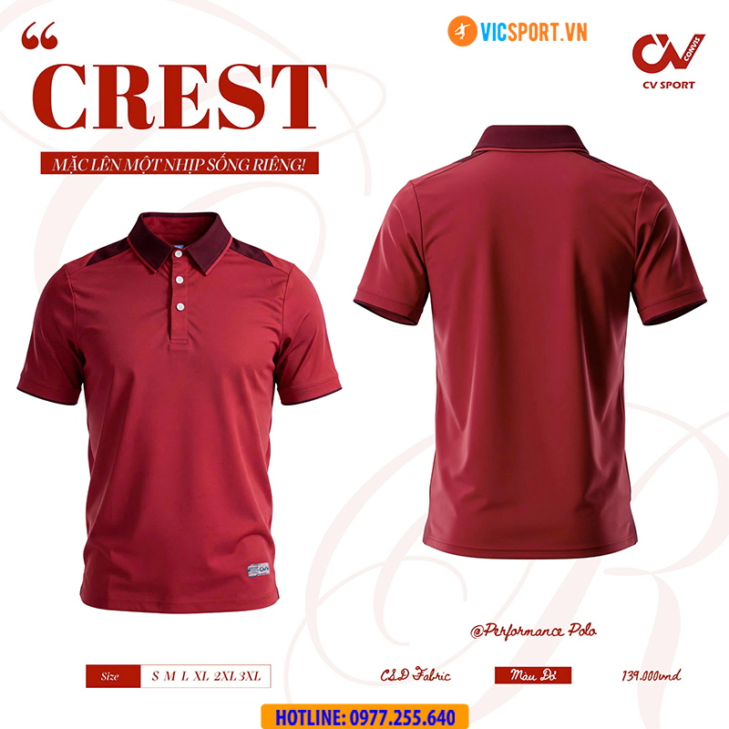 Áo polo thể thao CV Crest đa năng - Hình ảnh 5