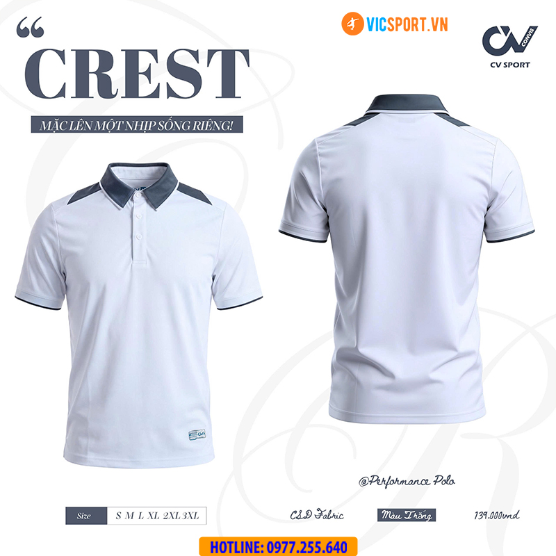 Áo polo thể thao CV Crest đa năng - Hình ảnh 10