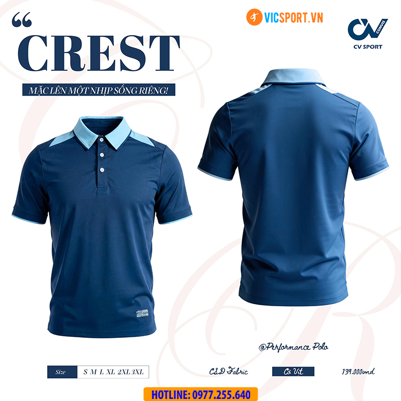 Áo polo thể thao CV Crest đa năng - Hình ảnh 9