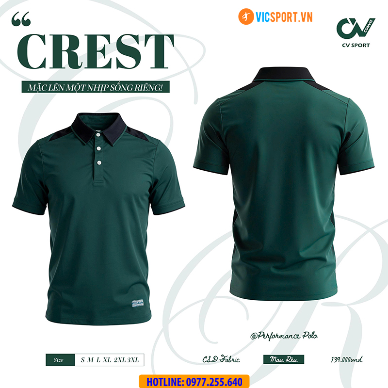 Áo polo thể thao CV Crest đa năng - Hình ảnh 7