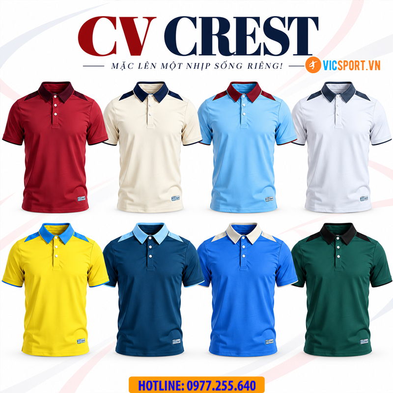 Áo polo thể thao CV Crest đa năng - Hình ảnh 28