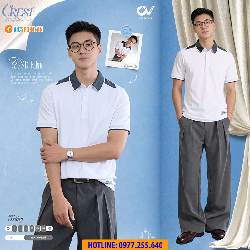 Áo polo thể thao CV Crest đa năng - Hình ảnh 32