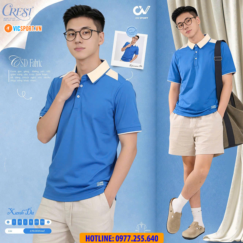 Áo polo thể thao CV Crest đa năng - Hình ảnh 35