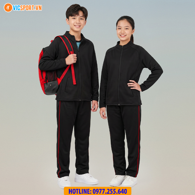 Quần dài thể dục Strivend màu đen 1 sọc - Hình ảnh 16
