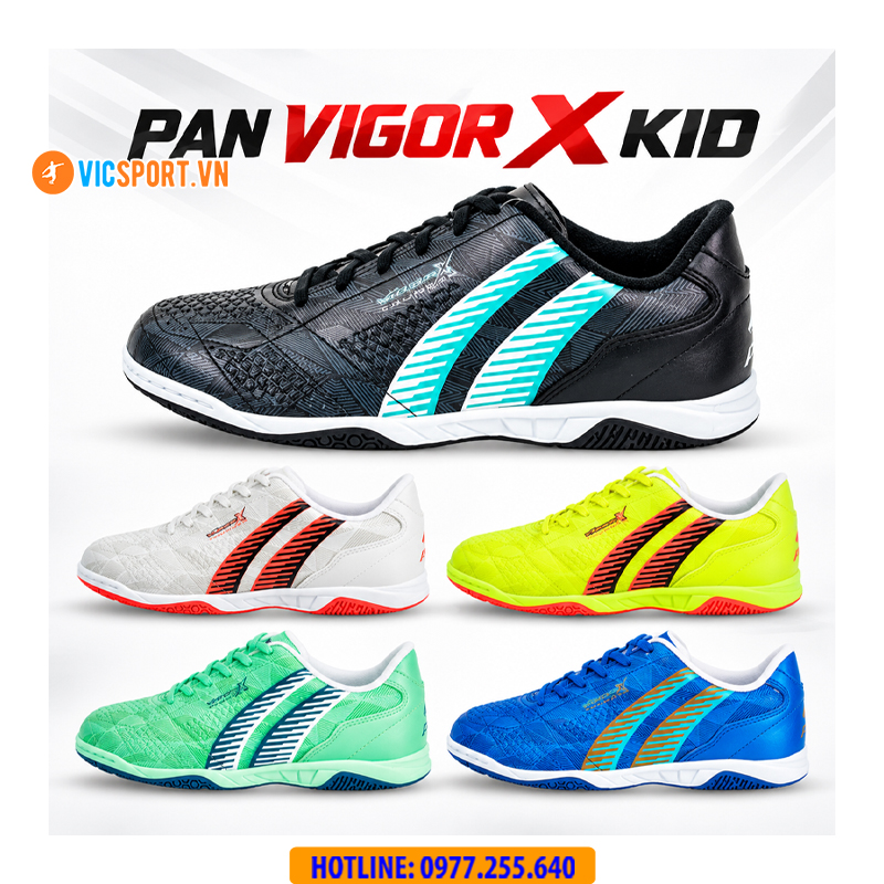 Giày bóng đá trẻ em Pan Vigor X Thunder đế IC đá sân futsal