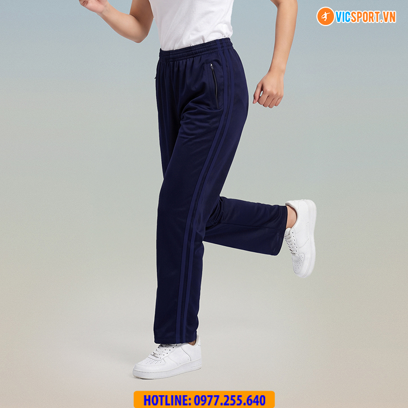Quần dài thể dục Strivend màu xanh đen 2 sọc - Hình ảnh 14