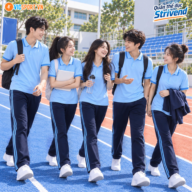 Quần dài thể dục Strivend màu xanh đen 2 sọc - Hình ảnh 29
