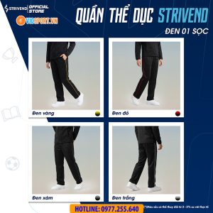 Quần dài thể dục Strivend màu đen 1 sọc