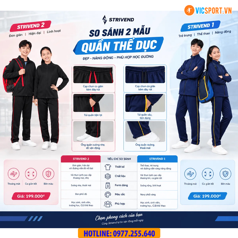 Quần dài thể dục Strivend màu xanh đen 1 sọc - Hình ảnh 8