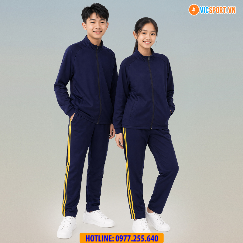 Quần dài thể dục Strivend màu xanh đen 2 sọc - Hình ảnh 54