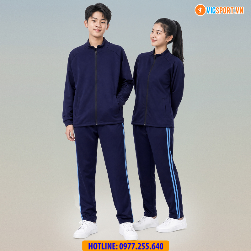 Quần dài thể dục Strivend màu xanh đen 2 sọc - Hình ảnh 55
